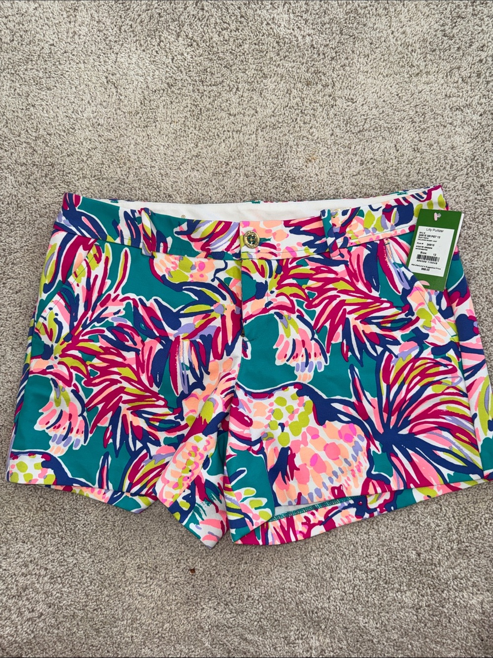 Lilly Pulitzer Teal, Pink & Navy Tropical Print Bermuda Shorts